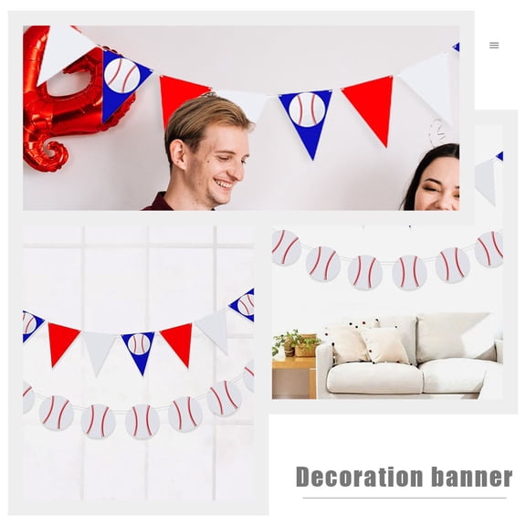 LOLIPPYY 4Pcs Baseball Party Decorations Assorted Color Banner for Indoor and Outdoor Celebration Decor