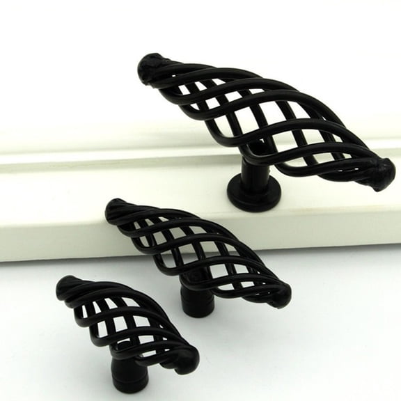 LOLIPPYY 4Pcs Black Alloy Bird Cage Pull Handle for Kitchen Cabinet Drawer Doors