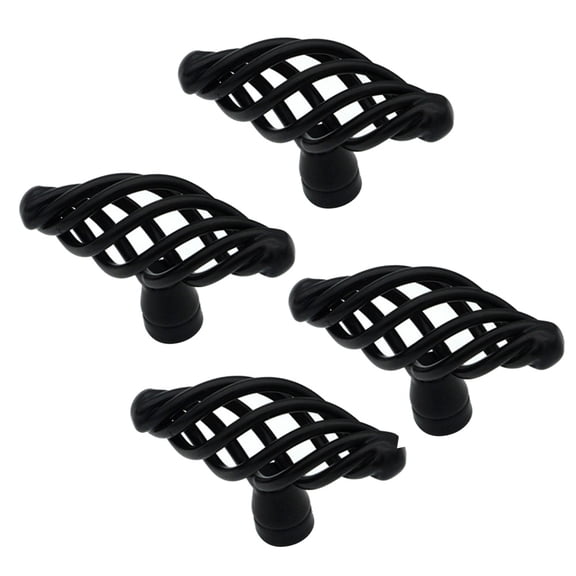 LOLIPPYY 4Pcs Black Alloy Nordic Cage Pull Handle Creative Bird Cage Door Knob for Household Use