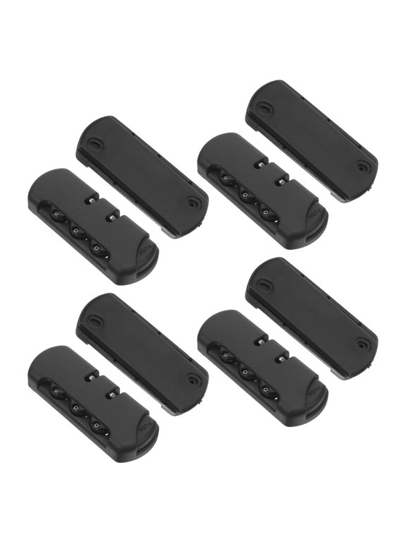 4Pcs Black Antitheft Lock for Backpack with Resettable Combination for Travel and Gym Bags