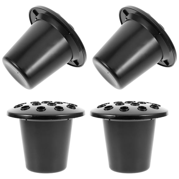 LOLIPPYY 4Pcs Black Cemetery Flower Vase Plastic Urn Planter Sturdy Decorative Graveyard Flower Pot for Flags