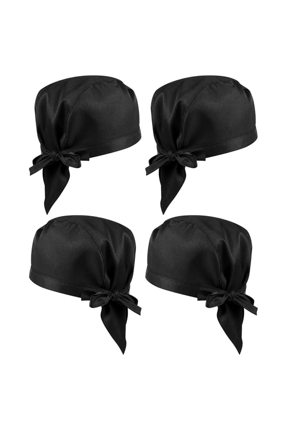 4Pcs Black Chef Hats Durable Kitchen Cooking Caps for Restaurant and Workshop Use