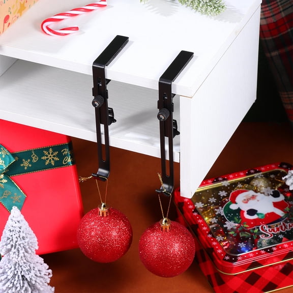 LOLIPPYY 4Pcs Black Christmas Stocking Holder Fireplace Stocking Hook for Mantle Decoration