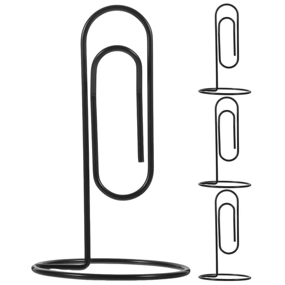 LOLIPPYY 4Pcs Black Metal Memo Clip Stand Large Paper Clips for Desktop Document and Photo Holders