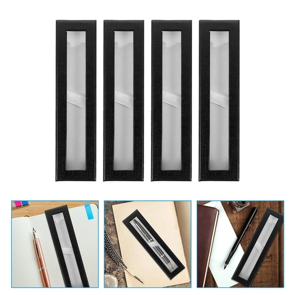 LOLIPPYY 4-Pack Pen Storage Boxes with Clear Window for Individual Pen Organization and Display