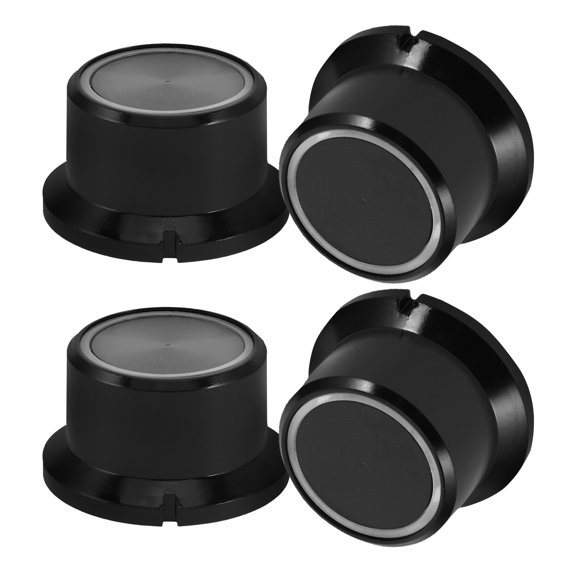 LOLIPPYY 4Pcs Black Plastic Rotary Mixer Volume Control Knobs for Home Use with Translucent Design and Comfortable Grip