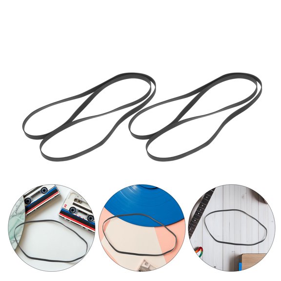 LOLIPPYY 4Pcs Black Rubber Record Player Belt Replacement for Vintage Turntable Drive and Audio Equipment