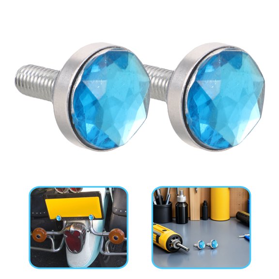 LOLIPPYY 4Pcs Blue Motorcycle License Plate Mounting Bolts M6 with High Strength Alloy and Plastic
