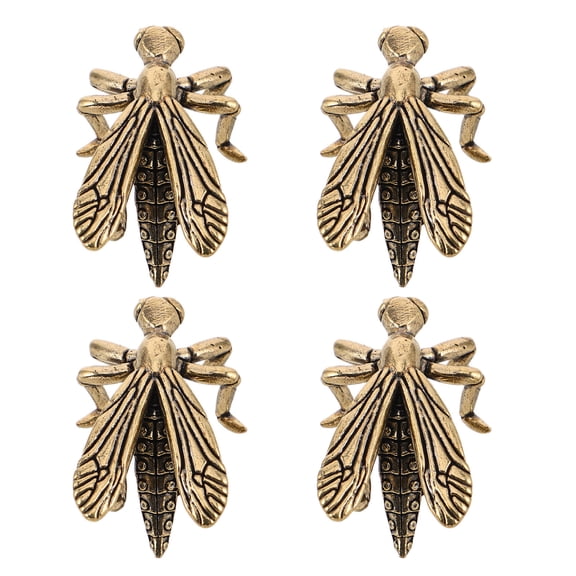 LOLIPPYY 4Pcs Brass Insect Sculpture Golden Mosquito Figurines for Garden Wall and Table Decor