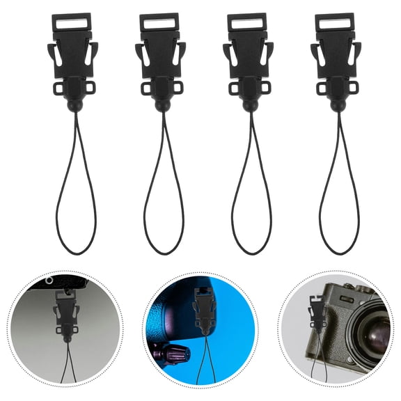 LOLIPPYY 4Pcs Camera Quick Release Strap Clips Black with Adjustable Loop for Dslr Use