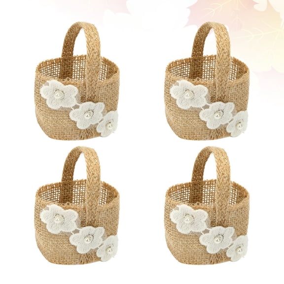LOLIPPYY 4-Pack Khaki Candy Linen Storage Baskets for Wedding, Banquets, Parties, and Special Event Decorations