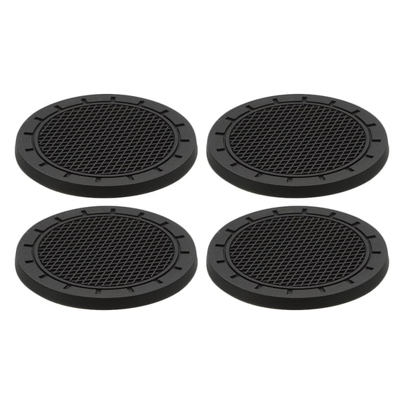 LOLIPPYY 4Pcs Car Cup Coasters Black Lightweight PVC Cup Pad with Anti Skid and Drop Protection