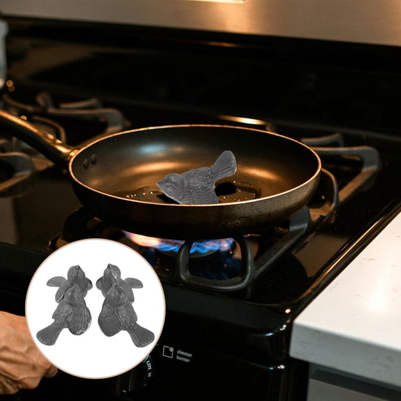 LOLIPPYY 4-Piece Cast Iron Cooking Bird Tool Set in Grey - Vegan Iron for Enhanced Endurance
