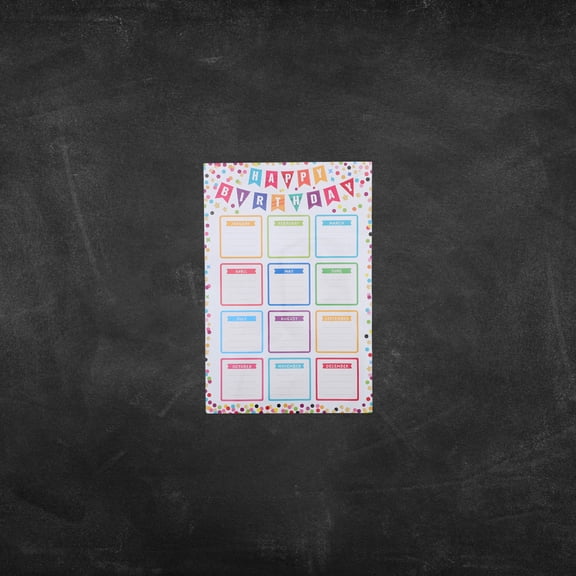 LOLIPPYY 4-Pack Multi-Color Birthday Poster Charts for Classroom Bulletin Board Decoration