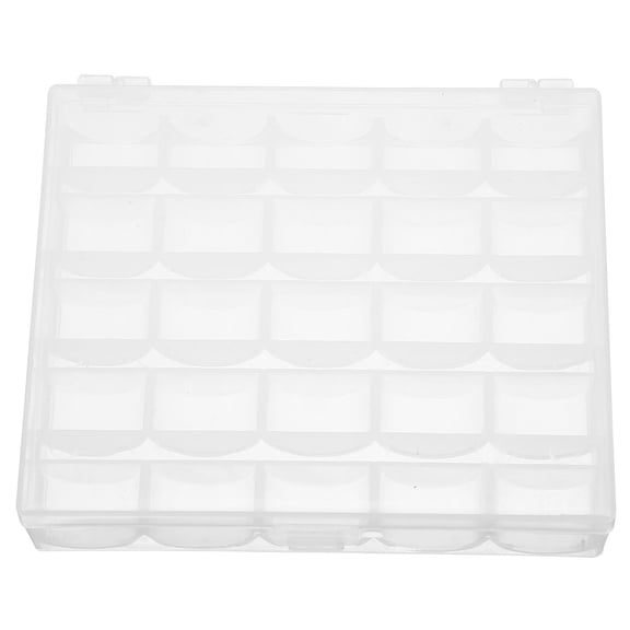 LOLIPPYY 4-Pack Clear Plastic Thread Organizer Boxes with Grid Compartments for Embroidery Floss Spool Storage and Craft Supplies