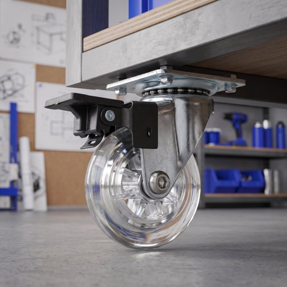 LOLIPPYY 4Pcs Clear Swivel Casters for Furniture with Reliable Brake and Stable Flat Plate Support