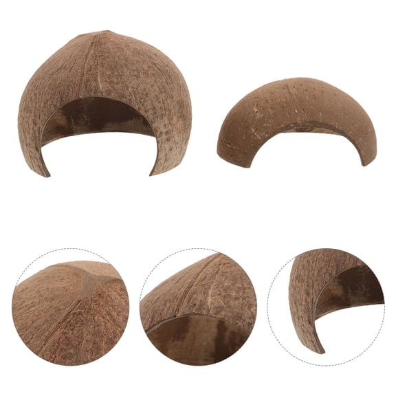 LOLIPPYY 4Pcs Coconut Shell Reptile Hideouts for Tank Habitat Natural Light Brown Hideout Cave