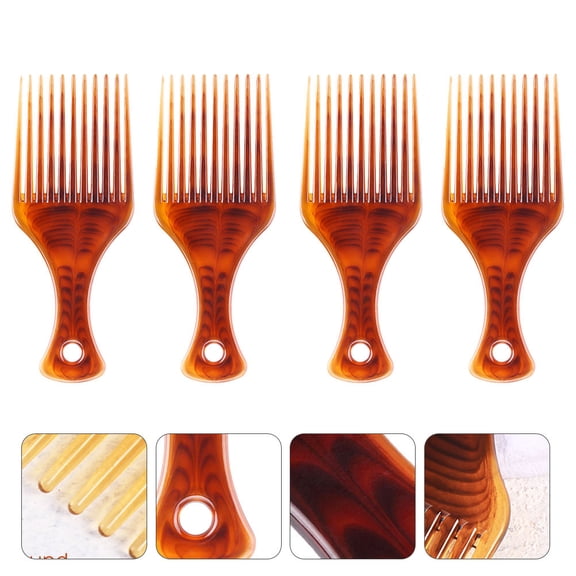 LOLIPPYY 4Pcs Coffee Hair Pick Comb Wide Tooth Plastic Comb for Wig Braid and Hair Lift