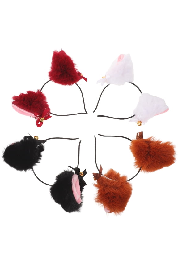 4Pcs Comfortable Plush Fox Ears Headband for Festival Cosplay and Holiday Parties