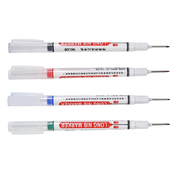 LOLIPPYY 4-Pack Construction Deep Hole Marker Pens for Accurate Marking on Wood, Metal, Plastic