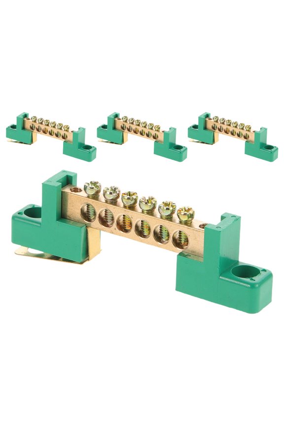4Pcs Copper Ground Terminal Block Green Electrical Bus Bar High Conductivity for Industrial Use