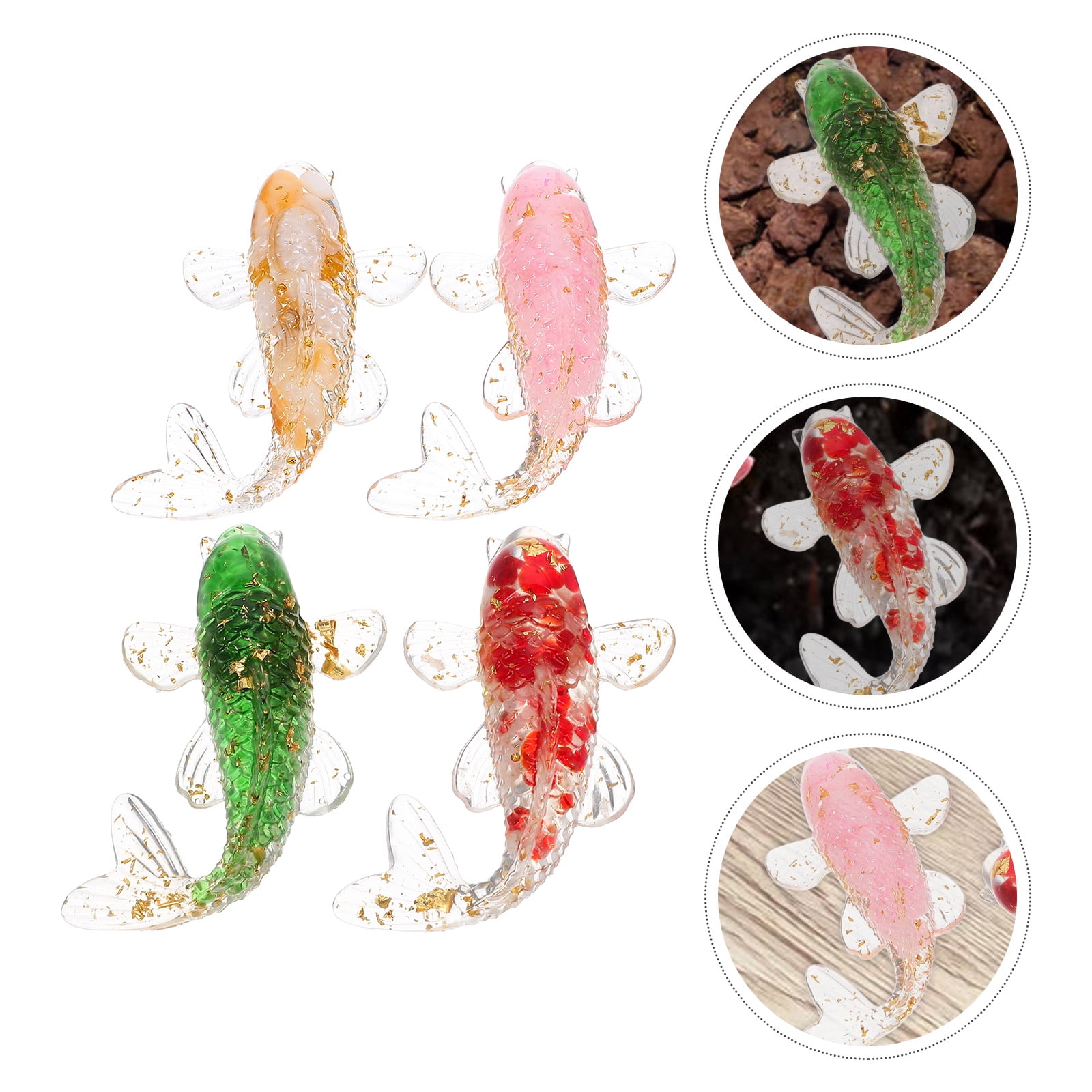 LOLIPPYY 4-Piece Crystal Fish Figurine Set, Assorted Colors, Compact ...