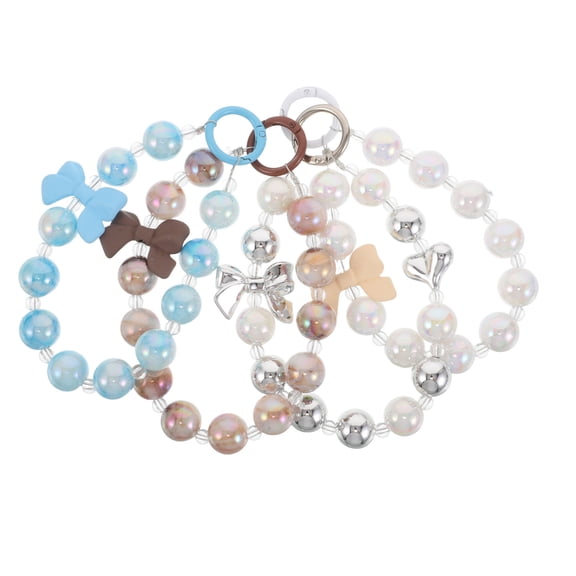 LOLIPPYY 4Pcs Detachable Beaded Bow Phone Chain Strap Wristlet for Cell Phone Case Charm Accessory