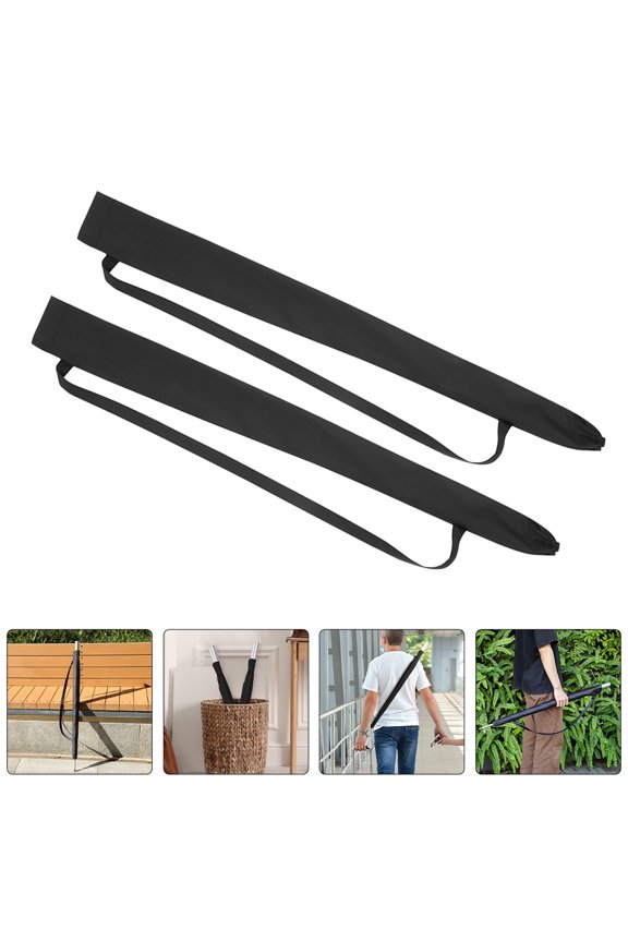 4Pcs Drawstring Wet Rain Umbrella Bag Portable Storage Pouch with Strap Black Waterproof