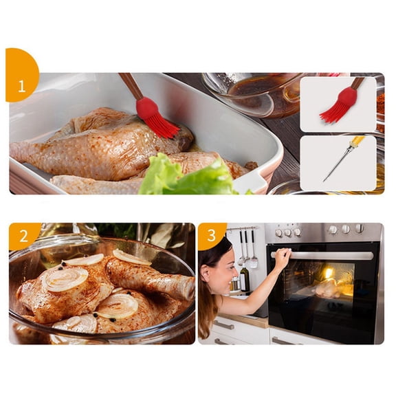LOLIPPYY 4Pcs Dripless Turkey Baster and Basting Brush Set with Clear Cylinder for Barbecue