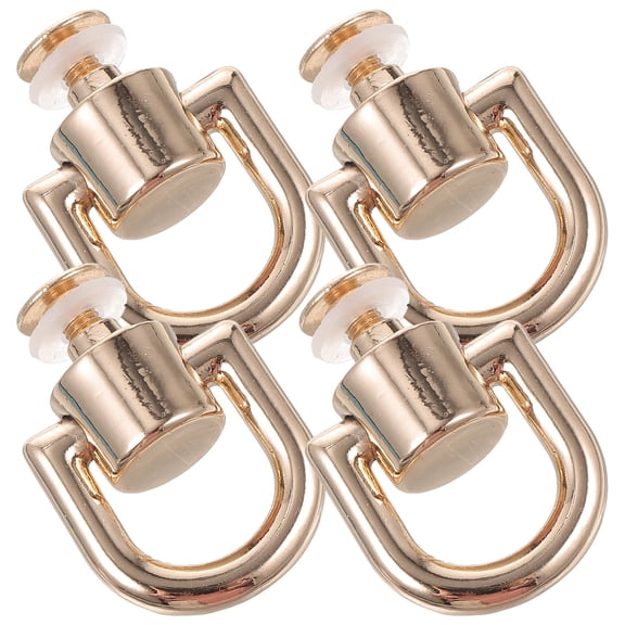 LOLIPPYY 4Pcs Durable Metal D Rings for Purse Hardware with Rivet Stud Replacement