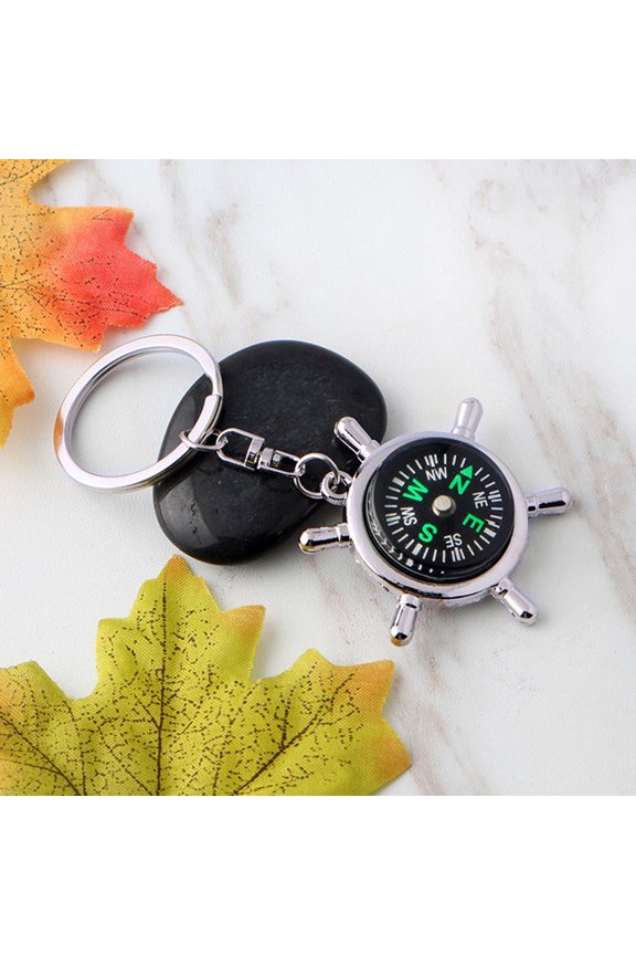 4-Pack Metal Key with Rudder Compass Pendant, Multi-Color Decorative Accessories for Keys and Crafts