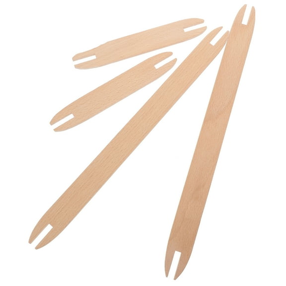 LOLIPPYY 4Pcs Durable Wooden Weaving Shuttle Beige Practical DIY Knitting Tool for Sweater