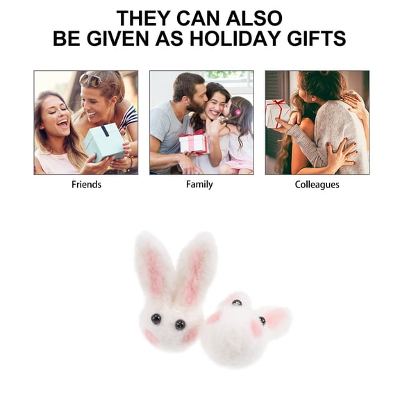 LOLIPPYY 4Pcs Easter Brooch Pin White Felt Bunny Design Decorative Clothes Accessory for Elegant Outfit