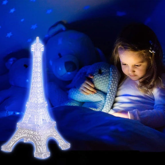LOLIPPYY 4Pcs Eiffel Tower Acrylic Night Light White LED Desk Lamp for Bar Cafe Home Decoration