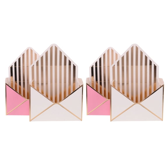 LOLIPPYY 4-Pack Floral Envelope Boxes with Stylish Striped Pattern, Ideal for Valentine's Day and Special Occasion Packaging