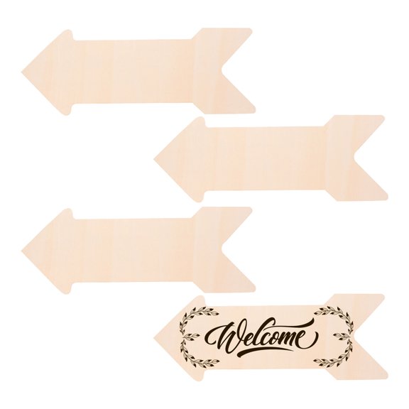 LOLIPPYY 4Pcs Farmhouse Style Beige Wooden Arrow Cutouts for Home Craft Projects