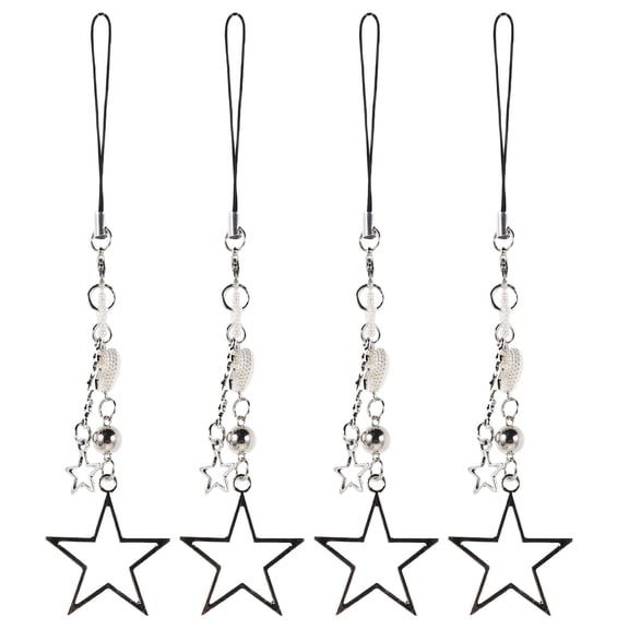 LOLIPPYY 4Pcs Fashionable Plated Star Phone Pendant Chain Stylish Mobile Phone Charm
