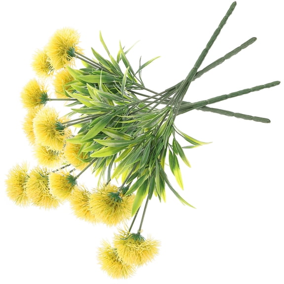 LOLIPPYY 4Pcs Faux Yellow Dandelion Flowers Plastic Artificial Picks for Table Setting and Decoration