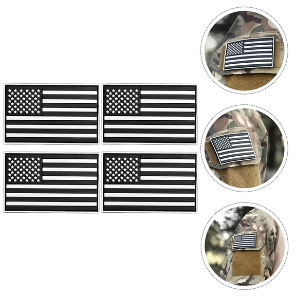 LOLIPPYY 4Pcs Flag Patches Clothes Bags Decorative Black Patch Set for Pillows Cushions Sweaters