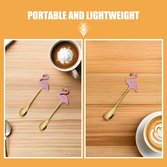 LOLIPPYY Set of 4 Flamingo Stainless Steel Coffee Stirring Spoons for Kitchen, Tea, Hot Chocolate and Beverage Mixing