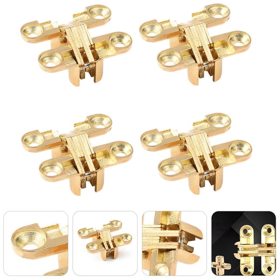 LOLIPPYY 4-Piece Folding Table Flap Top Hinges, Golden Zinc Alloy Replacement Hardware for Drop Leaf Tables