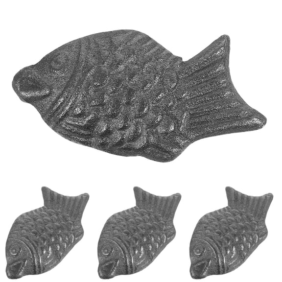 LOLIPPYY 4Pcs Food Grade Cast Iron Fish Cooking Tools for Iron Recovery and Vegan Kitchen Use