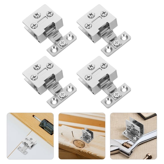 LOLIPPYY Set of 4 Glass Door Hinges for Wine Cabinets and Display Cases, and Wear-Resistant Hardware
