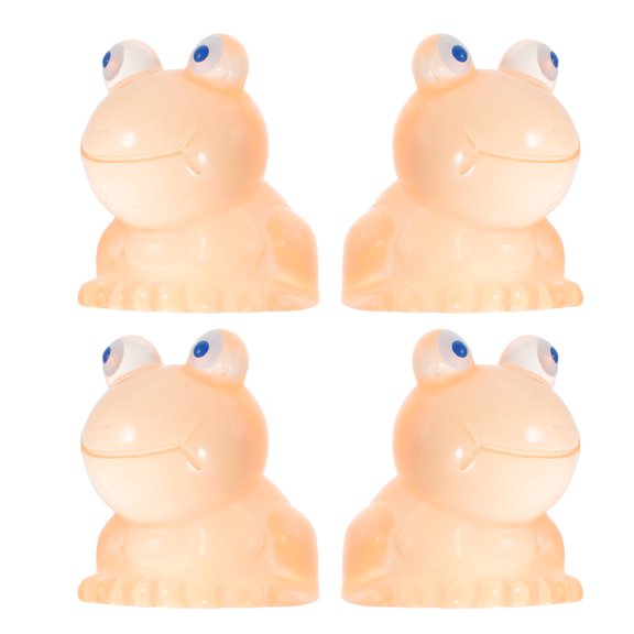 LOLIPPYY 4Pcs Glow in The Dark Resin Frog Miniatures Orange Decor for Fish Tank and Desk