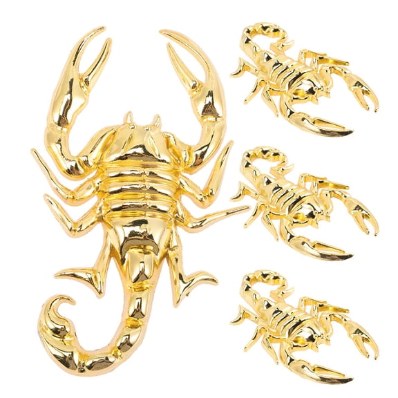 LOLIPPYY 4Pcs Golden 3D Scorpion Car Sticker Set Sturdy Metal Car Exterior Decoration