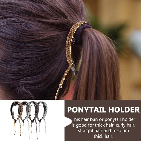 LOLIPPYY 4Pcs Hair Bun Claw Clips Rhinestone Ponytail Holders Assorted Color for Graduation and Party Events