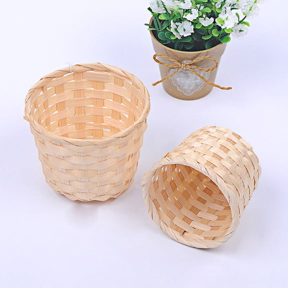 LOLIPPYY 4-Pack Beige Handwoven Storage Baskets, Woven Organizer Containers for Home, Living Room, Office and More
