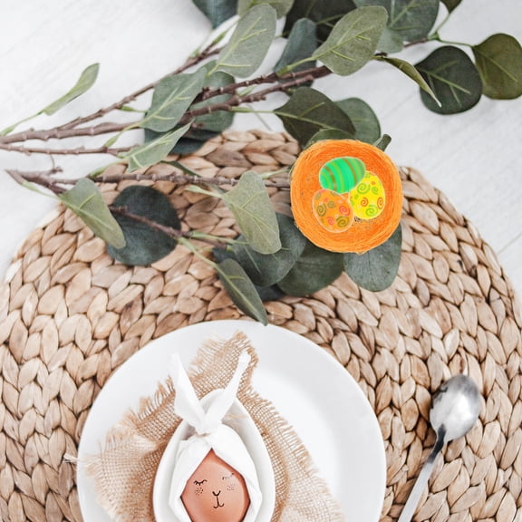 LOLIPPYY 4Pcs Handwoven Orange Jute Bird Nests Decorative Garden Bowls for Small Jewelry and Photos