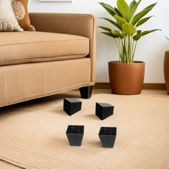 LOLIPPYY 4-Pack Heavy Duty Black Plastic Sofa Legs Replacement Furniture Feet Nonskid Couch Support