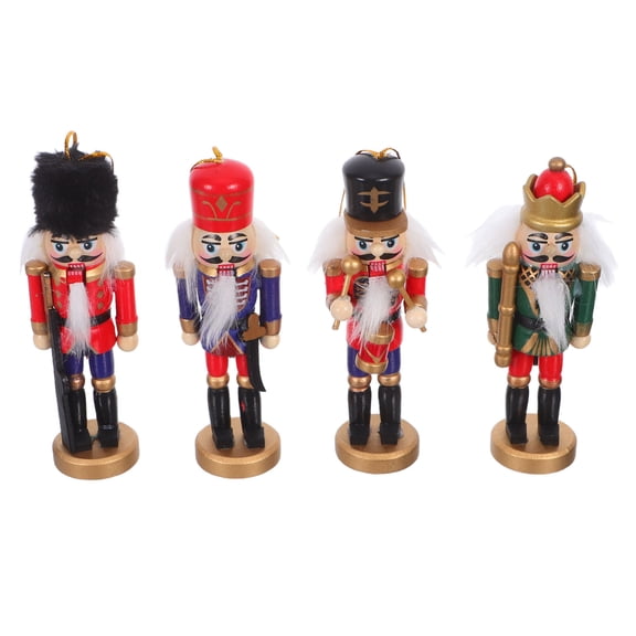 LOLIPPYY 4-Piece Handcrafted Wooden Nutcracker Figurine Set Holiday Table Decor in Assorted Colors
